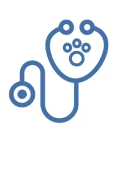 Blue Stethoscope Line Art Icon with a Paw Print